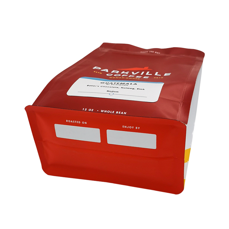 Red bag laid down to show the base and two blank coding boxes