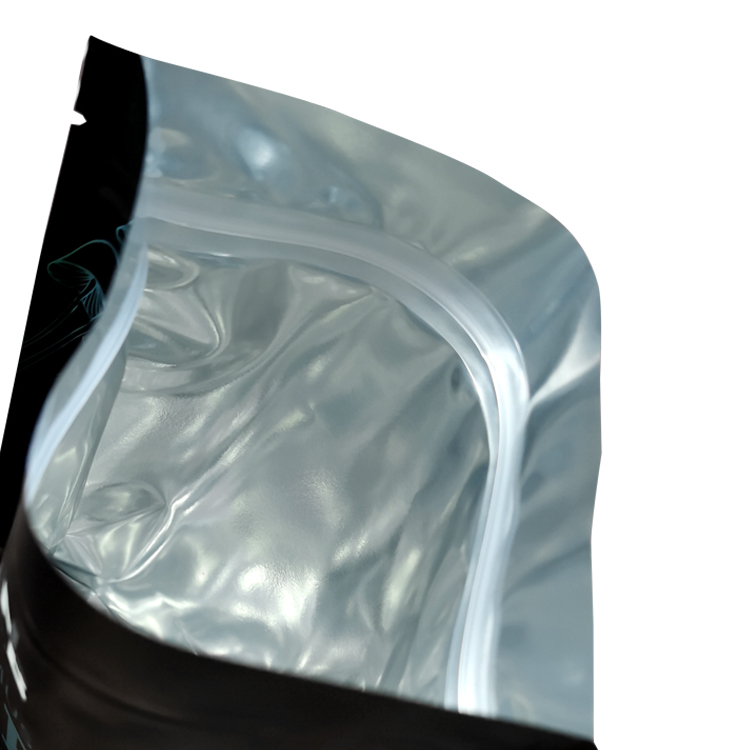 Open black pouch showing its pale interior and closure